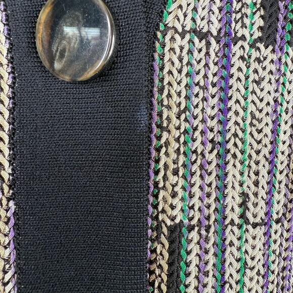 EXCLUSIVELY MISOOK NWOT S Knit Unique V Neck Button Down Cardigan W/Drawstrings - Picture 7 of 9